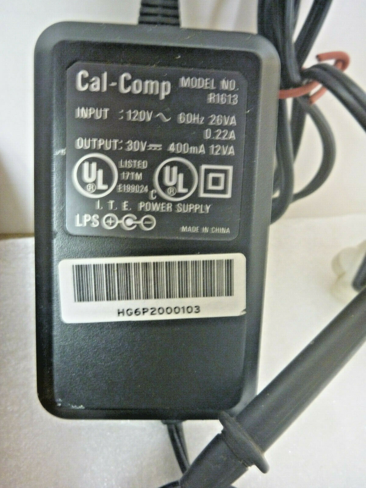 NEW Cal-Comp R1613 ITE Power Supply AC Adapter DC 30V 400mA 12VA